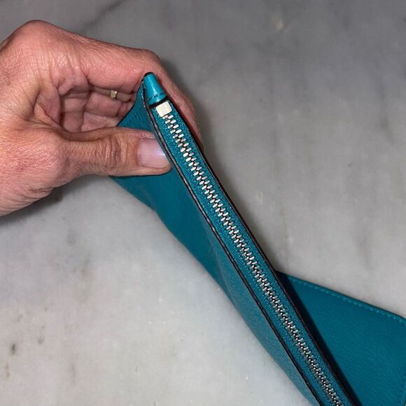 Michael Kors Bag Wristlet Purse Aqua Pebbled Leather Clutch - Picture 11 of 15